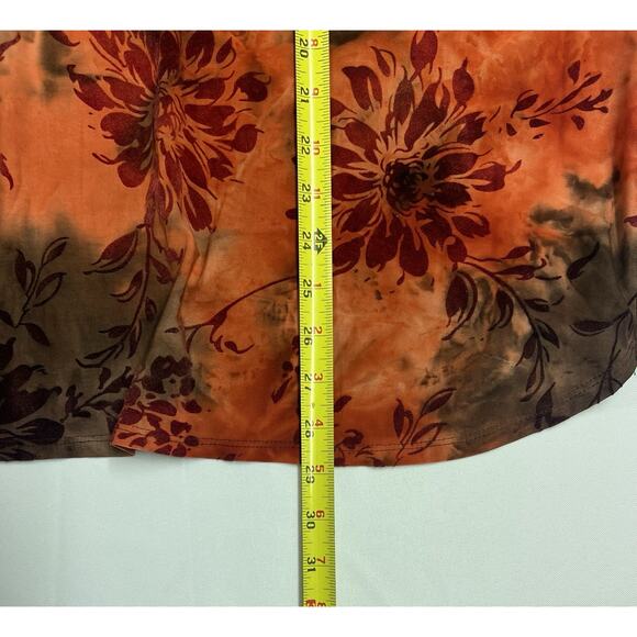 Cato Size 22/24W Kimono Sleeve Blouse Crochet Detail Burnt Orange Velvet Floral - Picture 8 of 9